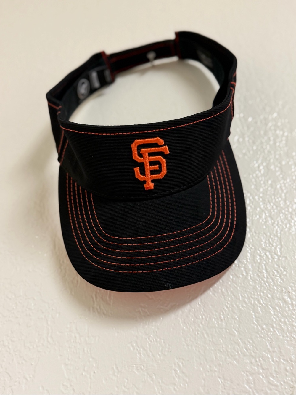 Black Visor with Orange SF Logo and Contrast Stitching